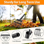 Garden Rake for Leaves, 65 inch Long Rake, 11 Tines Small Narrow Rake, Heavy Duty Metal Leaf Rakes with Adjustable Steel Handle for Lawns Yard Flower Bed Grass Mulch Shrub Camping Gardening