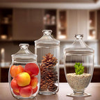 Amazing Abby - Adore - Plastic Apothecary Jars (3-Piece Set, 52/46/46 oz) (NOT Glass), Acrylic Jars with Lids, Bathroom Canisters, Candy Buffet, Wedding Display, BPA-Free and Shatter-Proof