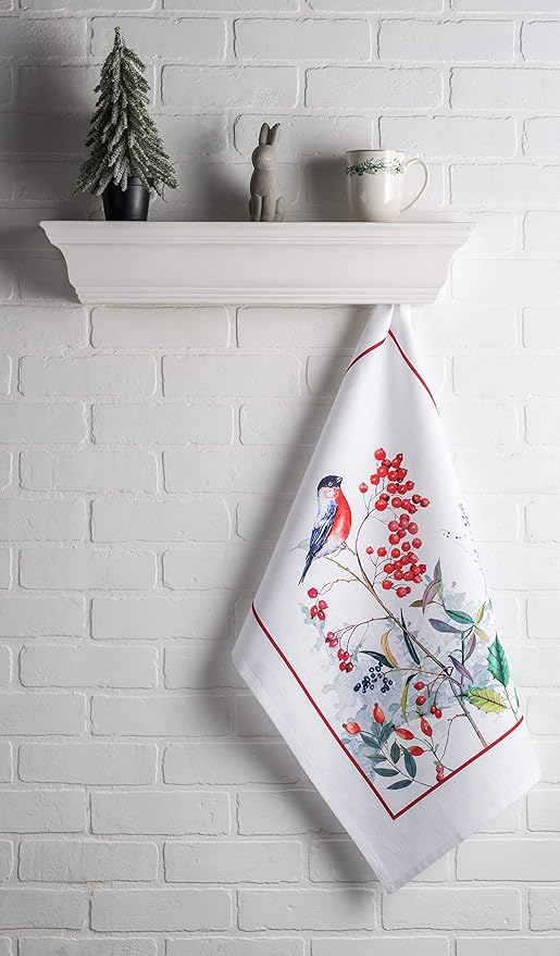 Maison d' Hermine Kitchen Towels Set of 3 100% Cotton 27.50" x 20" Reusable Cloth Tea Dish Towels Absorbent with Hanging Loop for Kitchen, Home, Dining, Cocktail Parties (Morzine)