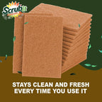 SCRUBIT 50 Pack Natural Scouring Pads - Heavy Duty Scrubbing Pads for Dishes - Non-Scratch - Reusable - Natural, Eco-Friendly, Biodegradable Sisal Brown Sponges for Dishes, Compostable