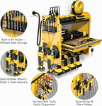 KSVO Power Tool Organizer Wall Mount with Drill Rack & Locking Drawers - Heavy Duty Metal Tool Shelf for Garage, Workshop, Shed, Basement Tool Organization - Gift for Men/Father (Yellow)