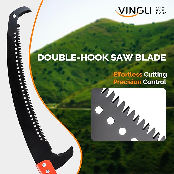 VINGLI 12ft Manual Pole Saws, Extendable Tree Trimmers Long Handle Pruner, 2Pcs Sharp Blade and Scissors, Long Tree Pruner with 2-section for Pruning Palms and Shrubs