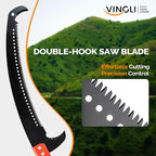 VINGLI 12ft Manual Pole Saws, Extendable Tree Trimmers Long Handle Pruner, 2Pcs Sharp Blade and Scissors, Long Tree Pruner with 2-section for Pruning Palms and Shrubs