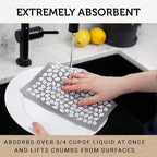 Nordhus Design Large Swedish Dishcloths, 5 Grey Cloths, Made in Sweden - 9.5 x 8 inch Reusable, Washable Cellulose Cotton Kitchen Cloths - Replace Paper Towels, Wipes, Sponges, Dish Rags