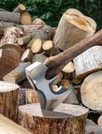 Camping Hatchet -Chopping Axe with Leather Sheath, 22.3" Forged Carbon Steel Wood Splitting Axe for Chopping Camping Survival