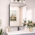 TokeShimi 20 x 26 Recessed Medicine Cabinet Mirror Black Tempered, Aluminum Surface Mount Medicine Cabinet Mirror with Storage with Stepless Adjustable Shelves for Bathroom Modern Farmhouse