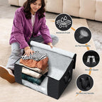 Fab totes Storage Bags,Clothes Blanket Storage Bins Foldable Closet Organizers with Reinforced Handle for Home Dorm Storage and Organization,Fabric Bags for Organizing Sheets,Clothing (Black,8 Pack)