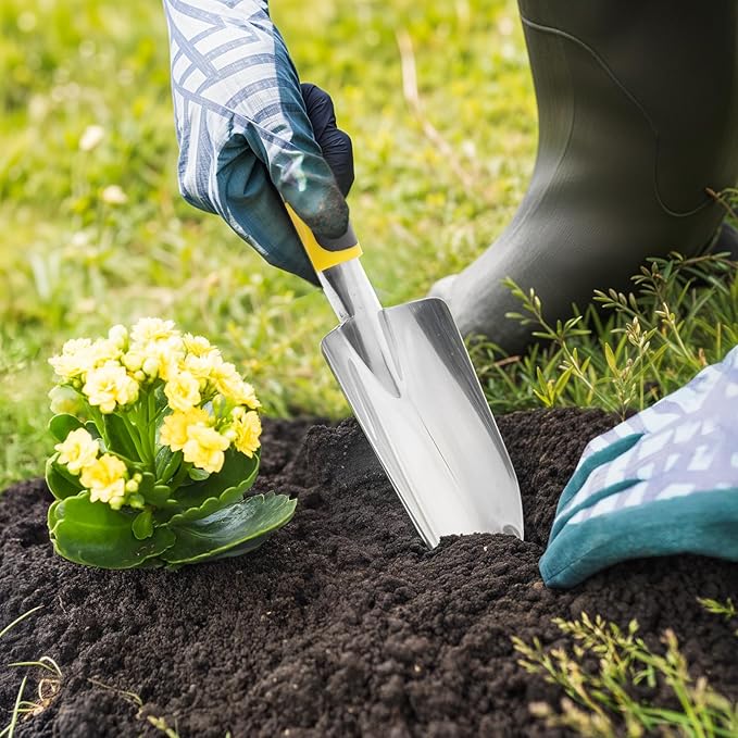 8 Pcs Garden Shovel Aluminum Alloy Heavy Duty Trowel Garden Tool Small Shovels for Digging Metal Hand Trowel Spade with Soft TPR Handle for Lawn Yard Farm Home Shop Planting