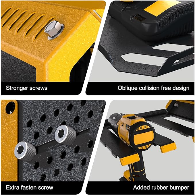 Tool Organzier Storage Wall Mount, Tool Shelves Drill Holder for Men, Metal Sturdy Steel Rack Saves Space in Workshop/Garage Organizes Power Tools, Screwdrivers, Gadgets, Floating Shelving