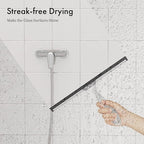 AmazerBath Shower Squeegee for Glass Doors, All-Purpose Squeegee with Suction Hook & Adhesive Hook, Clear Squeegee for Shower Glass, Windows, Mirrors, Tiles and Car Windows - 10 Inches, Clear
