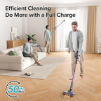 Lubluelu Upgraded 45 kPa Cordless Vacuum Cleaner with Powerful Suction, Self-Standing Stick Vacuum Up to 50mins, Detachable Battery, Versatile Vacuum for Pet Hair, Carpet, Hard Floor - Peach Pink