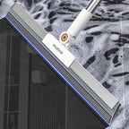 Rubber Squeegee Broom for Floor,Upgrade 62" Long Handle Window Squeegee, 2 Cleaning Cloths, Silicone Pet Hair Remover,Magic Broom Removes Water Spots, Stains, Grease, and Hair from Glass Surfaces.