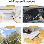 AmazerBath Shower Squeegee for Glass Doors, All-Purpose Squeegee with Suction Hook & Adhesive Hook, Squeegee for Shower Glass, Windows, Mirrors, Tiles and Car Windows - 12 Inches, Clear Black