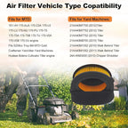 2PCS 951-10794 Air Filter Fit for 951-14262 751-10794 751-14262 for MTD Series 208 cc Troy-Bilt Premium OHV engine Yard Machine Outdoor Huskee Bolens Tillers Craftsman Lawn Mower with Pre-Filter