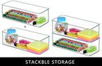 8 PACK Clear Stackable Drawer Organizer Bins, Plastic Organizer Bins for Cutlery Vanity Storage Tray for Bathroom Kitchen Office Desk Organizing