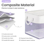 Large Storage Baskets- 15x11x10 inch Storage Bins for Shelves and Closet Organizing, Foldable Fabric Bin for Home Organization Clothes and Laundry (1-Pack, White&Purple)