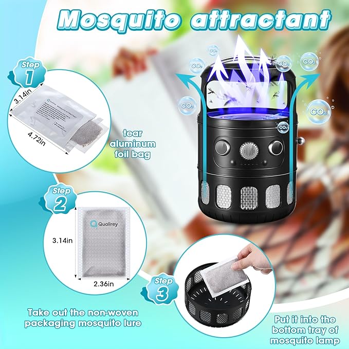 Qualirey 10 Pack Mosquito Attractant in Bulk, Lure for Bug Zapper Bait Refill Compatible with All Mosquito Trap Enhances Catch Rates for Indoor Outdoor Traps, Safe and Long Lasting