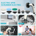 Electric Rotary Cleaner with Led Screen, 8 Replaceable Brush Heads, 2 Speeds, Handheld Electric Multifunctional Cleaning Brush, Used for Cleaning of Floors, Windows, Bathtubs, Cars, Bathrooms