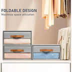 DIMJ Closet Organizers and Storage - Fabric Bins with Drawers for Closet Foldable Clothes Organizers with Clear Window, Stackable Storage Drawers Units for Bedroom, Living Room, 4-Pack, Grey