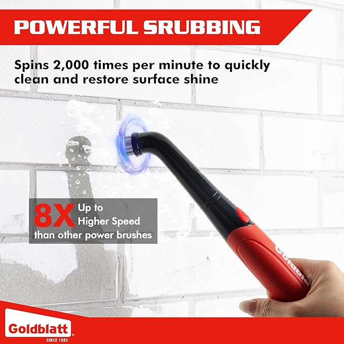 Goldblatt Cordless Electric Spin Scrubber, Power Scrubber with Battery Indicator Light, Waterproof Electric Cleaning Brush for Grout, Tile, Bathroom, Kitchen, Tub Cleaning