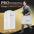 Hleelomi 5 Pack 40-inch Suit Bag Garment Bag for Travel and Storage, Garment Bags for Hanging Clothes with Zipper and Visible Transparent Window, White