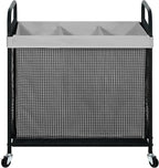 STO STO Laundry Hamper 3 Section, 120L Rolling Laundry Sorter Cart with Removable and Washable Liner Bag, Clothes Hamper with Wheels and Metal Handle for Laundry Room and Bedroom, Gray