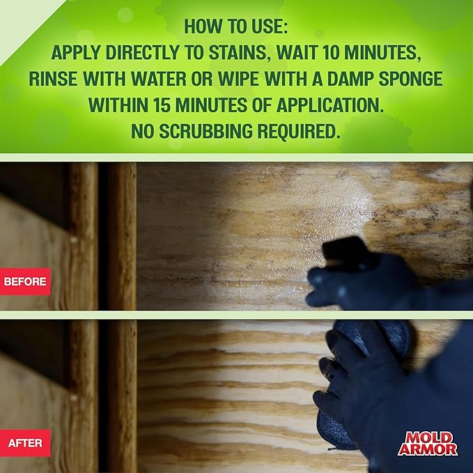 Mold Armor Professional Brand Mold Kill & Control Spray, 32 oz., Mold & Mildew Remover, Visible Results in Minutes, Eliminates Bacteria & Viruses