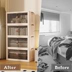 SAILUN 109Gal/434Qt Stackable Storage Bins Folding Collapsible Storage Bins with Lid, Closet Organizers and Storage Box Beige 26" W x 17" D x 56.7" H