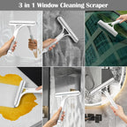 XANGNIER Window Cleaner Tool Kit,2026 3 in 1 Window Cleaning Scraper with Spray,Thickened Magic Cleaning Cloth,Window Scrubber Cleaning Squeegee for Glass,Mirror,Shower Doors,Car Windshields(White)