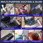Handheld Car Vacuum Portable Cordless - 18000PA High Power with Brushless Motor, 4-in-1 Air Duster, Blower, Pump & Rechargeable Mini Vacuum for Car, Home, Office (Silver Grey+Blue)