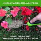 Garden Guru Super Strong Garden Scoop Trowel Shovel Transplanter - Stainless Steel - Rust Resistant - Ergonomic Grip - Perfect Hand Shovel for Gardening Transplanting and Digging