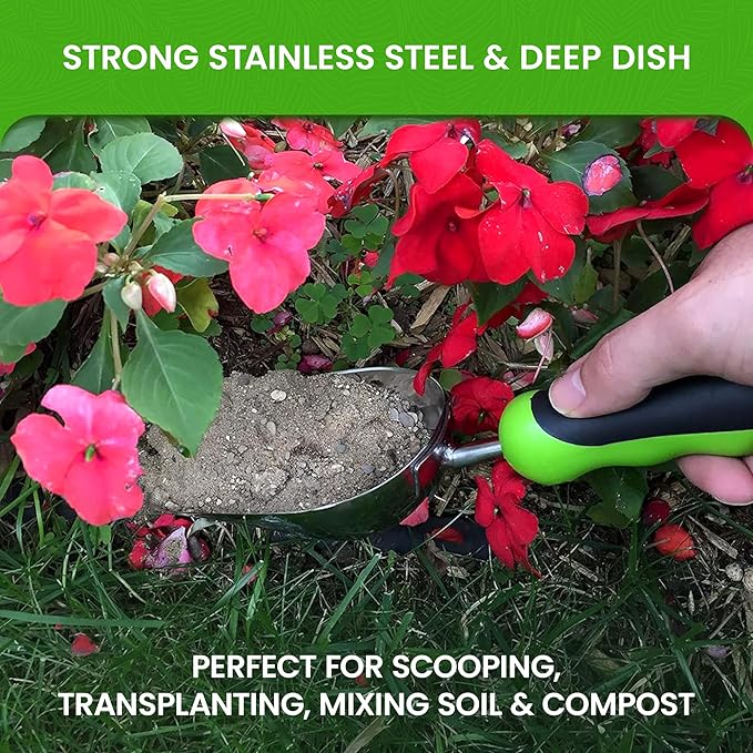 Garden Guru Super Strong Titanium Garden Scoop Trowel Shovel Transplanter - Rust Resistant - Ergonomic Handle - Perfect Hand Shovel for Gardening Transplanting and Digging (4 Pack)