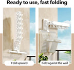 Wall Mounted Clothes Hanger,Clothes Drying Rack,Laundry Drying Rack,Clothes Rack Wall Mount,Drying Rack Clothing,Retractable,Collapsible,can Fold Upward & Left & Right (Upgrade-White)