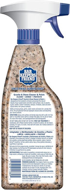 Bar Keepers Friend Stone & Granite Cleaner and Polish (25.4 oz) Plus 1 Microfiber Cloth, 2pc Cleaning Kit, Multi Surface Cleaner for Use on Natural, Manufactured & Polished Stone Countertops