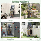 Garden Tool Organizer,Metal Yard Tool Organizer,Holds 50 Long-Handled Tools/Rakes/Brooms,Side Garden Pocket,Heavy Duty Steel Yard Tool Storage Rack for Garage,Shed, Outdoor