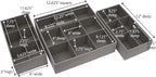 Household Essentials 3 Piece Drawer Organizers Starter Set, Customizable Inserts, Large Tray and 2 Small Trays, Silver