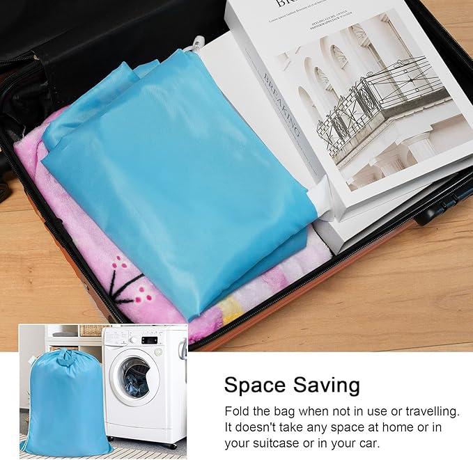 Polecasa Heavy Duty Large Laundry Bag with 130gsm Tear Resistant Fabric and Handles, Easy to Carry Durable Dirty Clothes Drawstring Bag, Perfect for College Dorm,Travel, 28”x36”,Gulf Blue