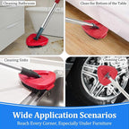 Mop Handle for Ocedar, Spin Mop Handle Replacement for O Cedar, 4 Section 30" to 58" Mop Handles for Ocedar Spin Mop, Include Mop Stick, Upgrade Mop Scrubber Head and Mop Base for Cedar Mop