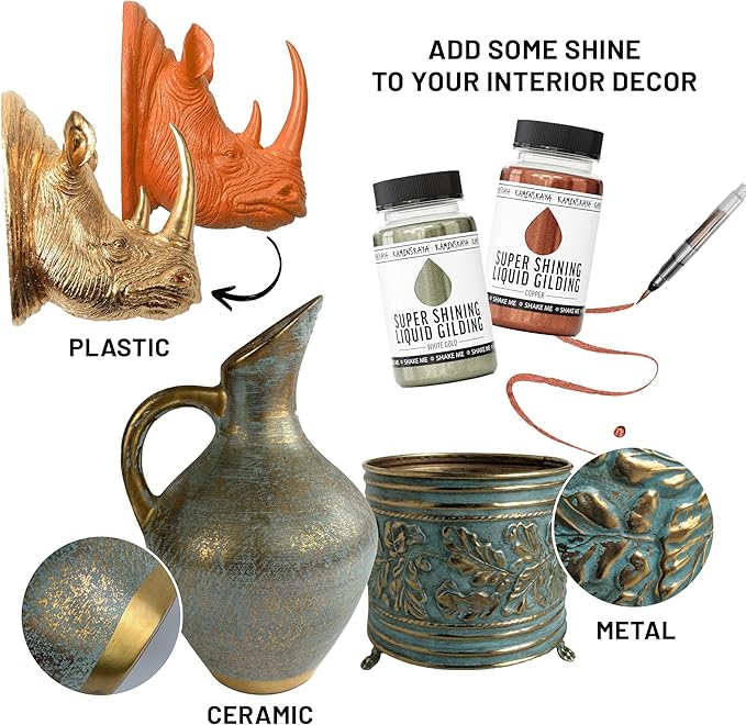 Liquid Gold Leaf Paint - Alcohol Based Fast Drying Warm Brass Liquid Leaf, 0.68 fl oz (20 ml)