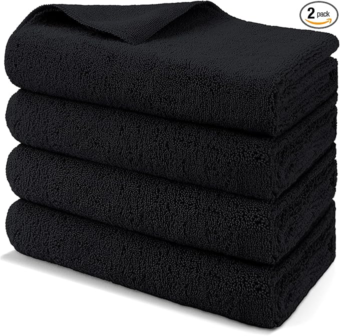 HOMEXCEL Professional Large Microfiber Car Drying Towels 2 Pack, Lint Free, Scratch Free, Highly Absorbent Drying Towel for Cars, SUVs, RVs, Trucks, and Boats,31" x 24", Black