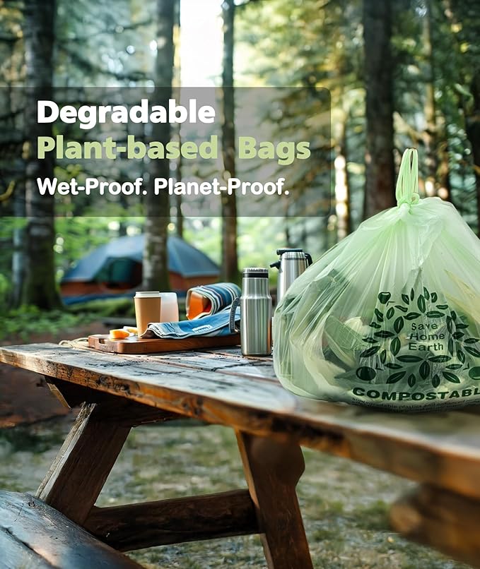 Compostable Trash Bags 8 Gallon with Handle, 30 Liter, 40 Count, AYOTEE Composting Garbage Bags 8 Gallon for Kitchen Food Scrap, Waste Basket Bag，Unscented Medium Trash Can Liners for Office