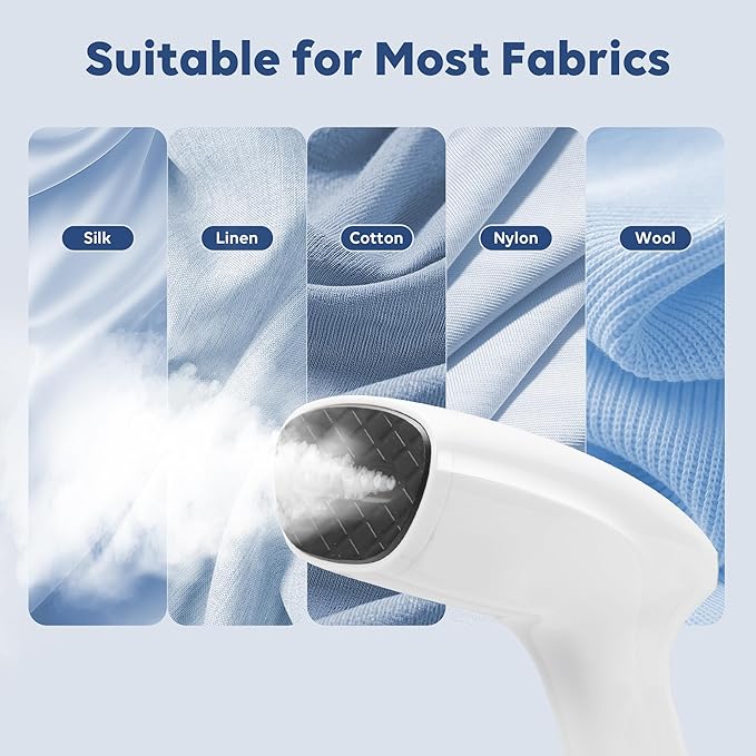 Portable Steamer for Clothes 1200W, 3-Level Steam Adjustment, 15s Fast Heat-up, Garment Steamer Wrinkles Remover with Brush, 265ml Water Tank for Home Travel Office (120V Only)