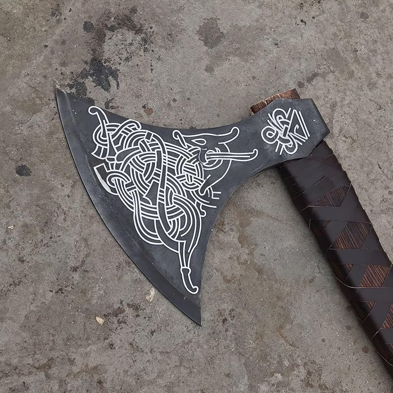 [MDM KING TOOLS] Handmade 38" Viking Axe Real Camping Axe Berserker Axe, Large Norse Axe,Scandinavian Double Headed axe Functional Viking Battle ax Norse Best Gift For Your Love