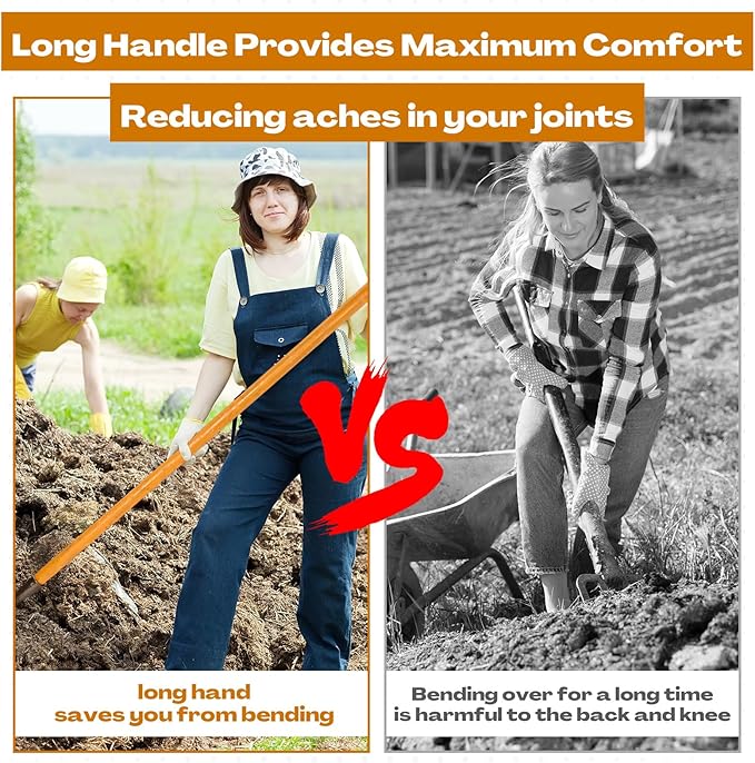 9-Tine Manure Fork, 3 Sets Heavy Duty Pitch Fork with 47.2" Wood Handle, Muck Rake Broadfork Garden Tool for Gardening Horse Stall Picking up Manure Farm