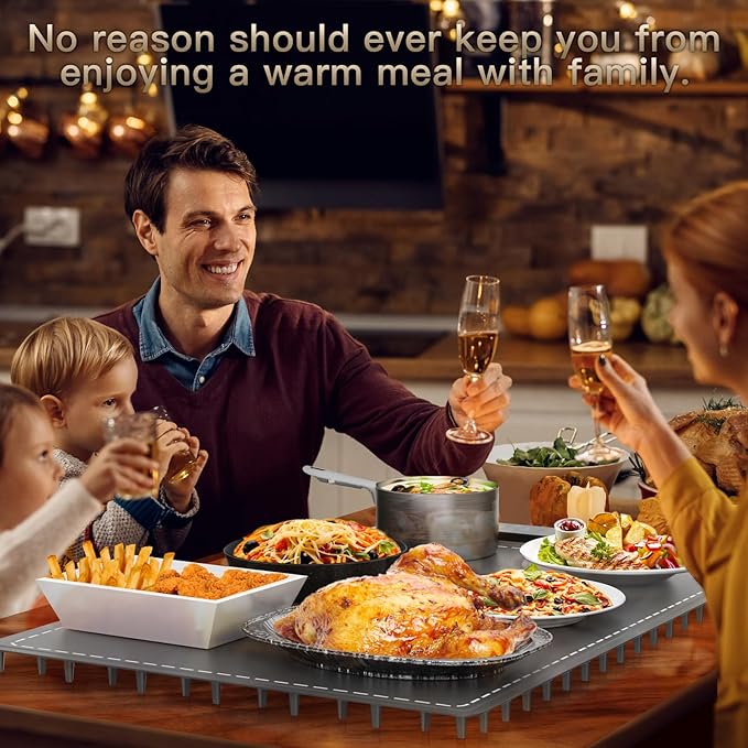 Electric Warming Tray, Full Surface Heating, Rollable & Portable, Premium Silicone Nano-Material, 248°F Temperature Settings,Auto Shut-Off, Versatile Food Warmer for Gatherings, Parties, Everyday Use
