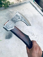 20" Custom handmamde Viking Axe, Battle Axe Real Custom Handmade Real Viking Axe Head, Tomahawk Viking Hatchet Beared Camping Axe Blade, Viking Gift for Him