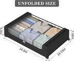 Under Bed Storage with Wheels and Cover, 360° Rolling Under Bed Metal Drawers for Clothes, Blankets, Books and Shoes,Black