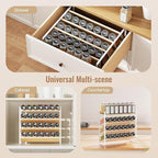 MUDEELA 4 Tier Spice Rack Organizer for Cabinet,Wooden Vertical Spice Shelf, Seasoning Organizer for Countertop, Kitchen, Pantry, Freestanding, 13.4" W × 11.2" H (No Jars Included), White