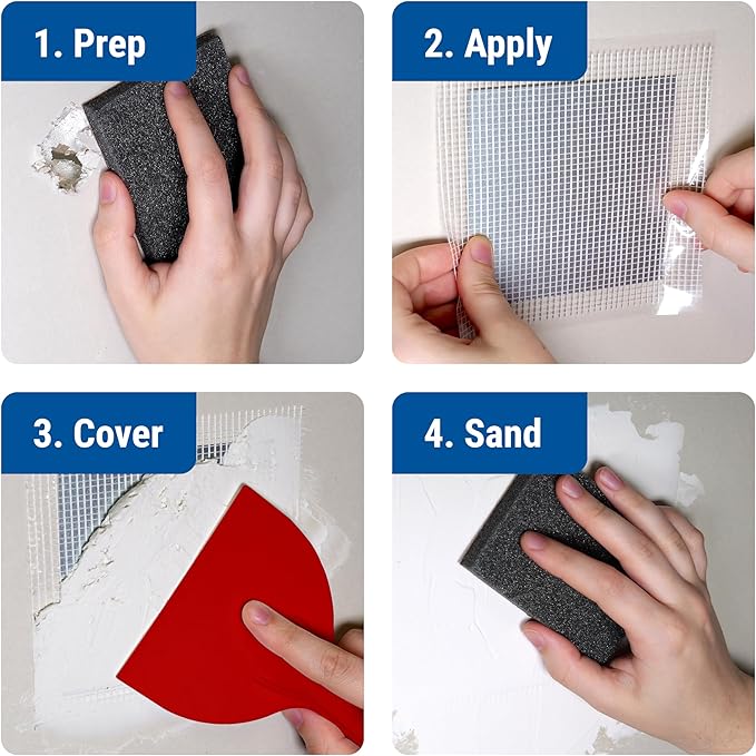 MaxPatch® 4 in. x 4 in. Self-Adhesive Surface Repair Patch, All-Purpose Galvanized Metal for Interior and Exterior Repairs, Ideal for Drywall, Plaster, Wood, Brick, Stucco, and More (3-Pack)