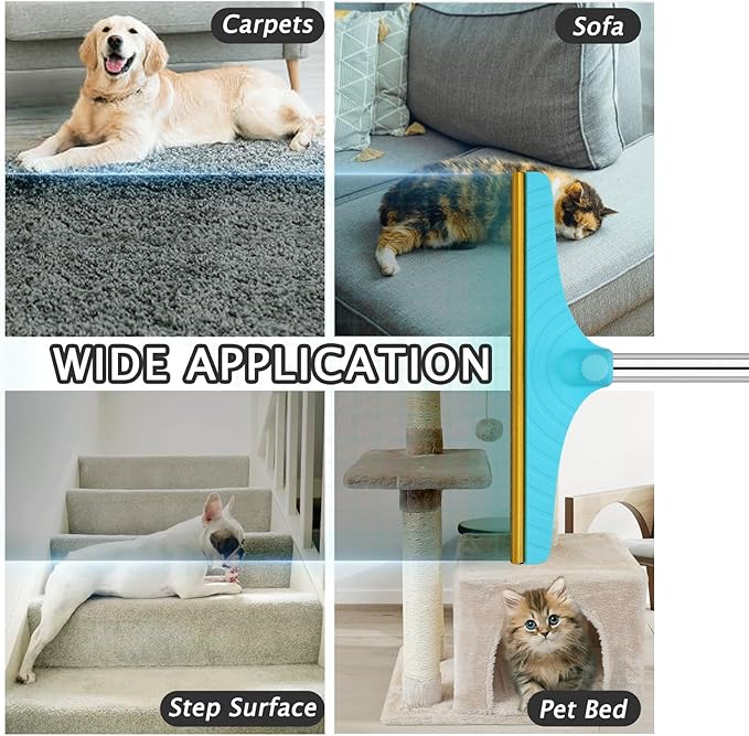 Carpet Rake for Pet Hair Removal - Reusable Pet Hair Remover, 60” Adjustable Long Handle Cat Dog Carpet Rake Scraper with Patented Design, Dog Hair Rake Brush for Rugs, Mats, Couch